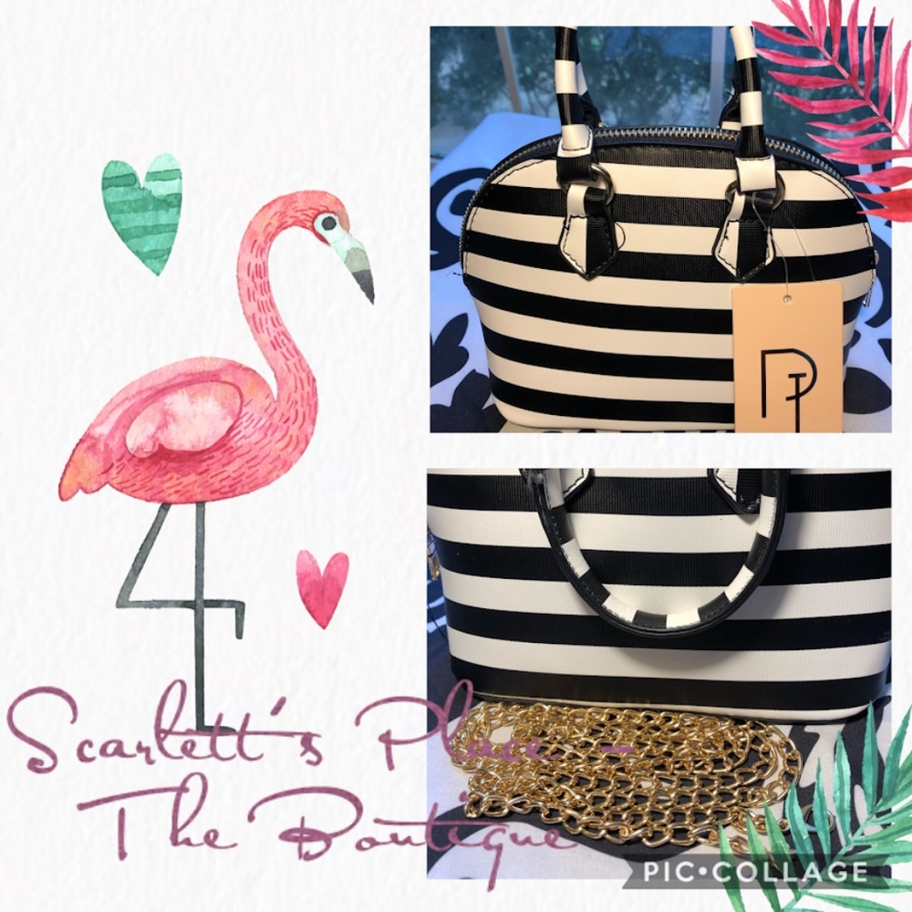 Perfect Image Black/White Striped Mini Bag